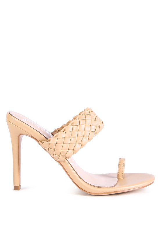 Latte HIGH PERKS WOVEN STRAP TOE RING SANDALS