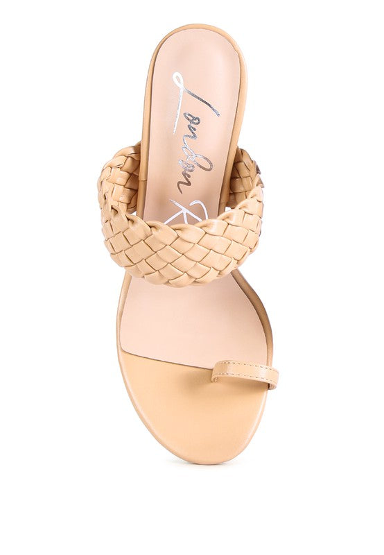 Latte HIGH PERKS WOVEN STRAP TOE RING SANDALS