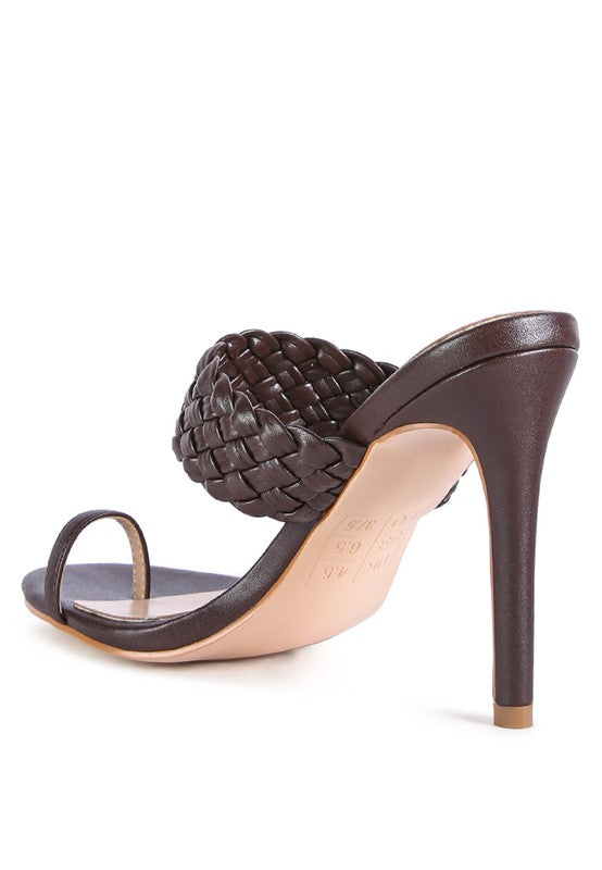 Espresso HIGH PERKS WOVEN STRAP TOE RING SANDALS