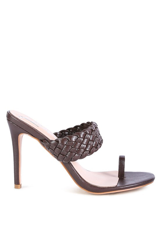 Espresso HIGH PERKS WOVEN STRAP TOE RING SANDALS