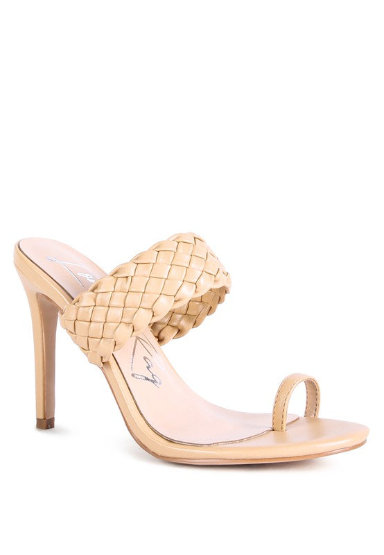 Latte HIGH PERKS WOVEN STRAP TOE RING SANDALS