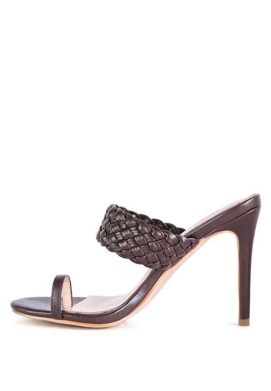 Espresso HIGH PERKS WOVEN STRAP TOE RING SANDALS