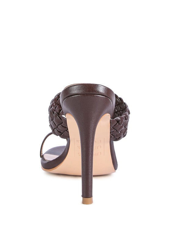 Espresso HIGH PERKS WOVEN STRAP TOE RING SANDALS