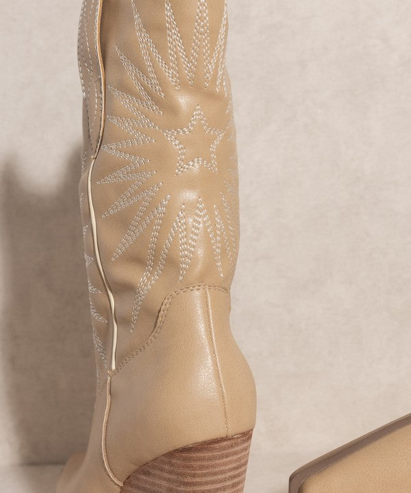 Almond Starburst Embroidery Boots