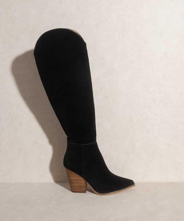 Black Knee-High Western Boots