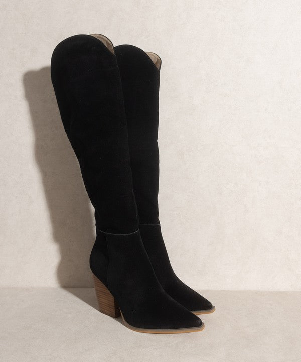 Black Knee-High Western Boots