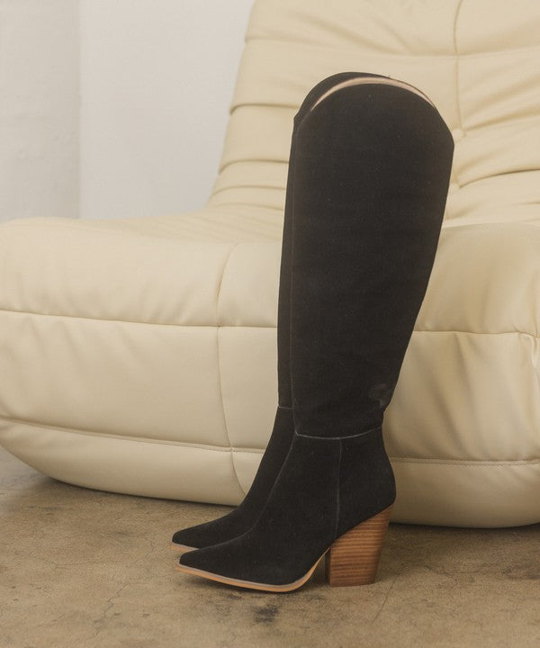 Black Knee-High Western Boots