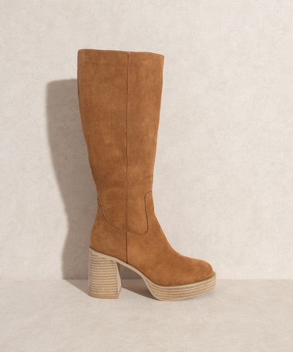 Suede Camel Oasis Society Juniper - Platform Knee-High Boots