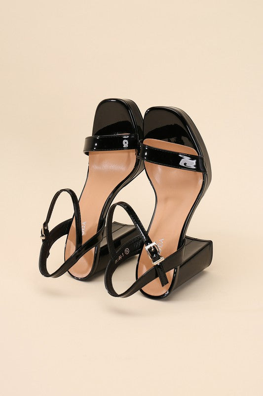 Black Stylish Ankle Strap Block Heel