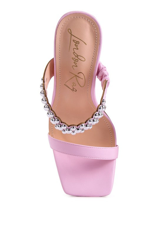 Pink BANDY HIGH HEEL METAL BALL SANDALS