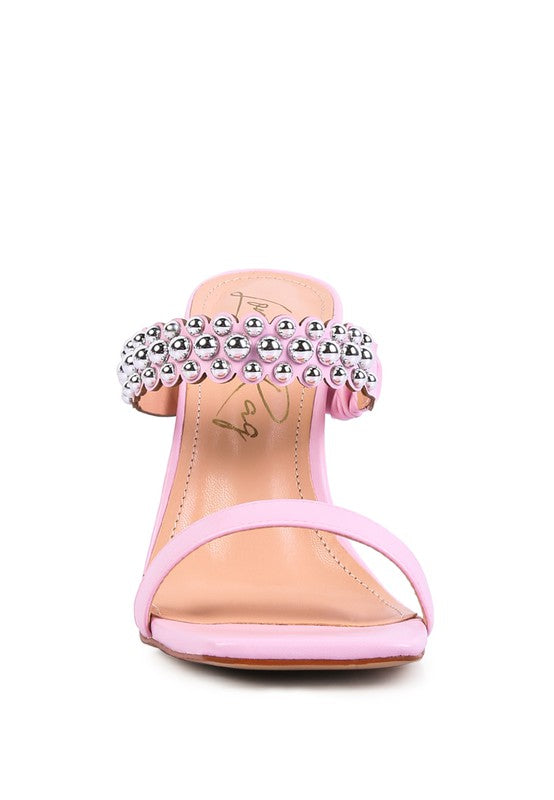 Pink BANDY HIGH HEEL METAL BALL SANDALS