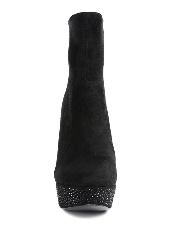 Black Espiree Microfiber High Heeled Ankle Boots