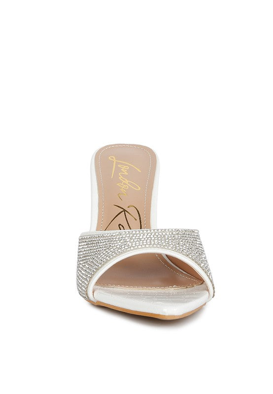 White Sundai Diamante Ballroom Stiletto Sandals