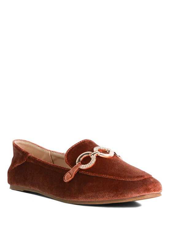 Brown Croc Textured Metal Show Detail Loafers