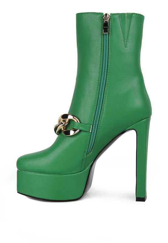 Green Bambini High Platform Ankle Boots