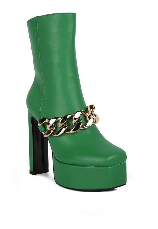 Green Bambini High Platform Ankle Boots