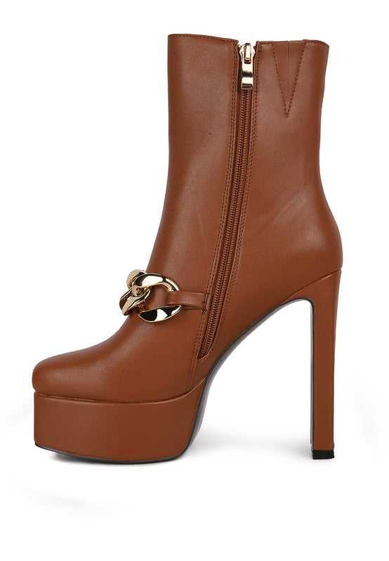Brown Bambini High Platform Ankle Boots