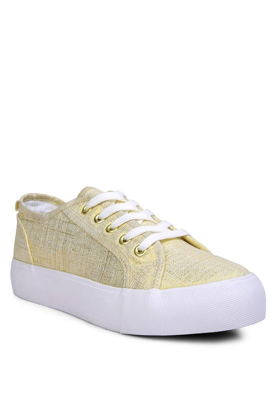 Gold Glam Doll Knitted Sliver Platform Sneakers