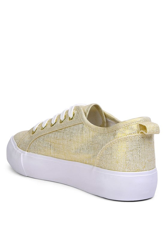 Gold Glam Doll Knitted Sliver Platform Sneakers