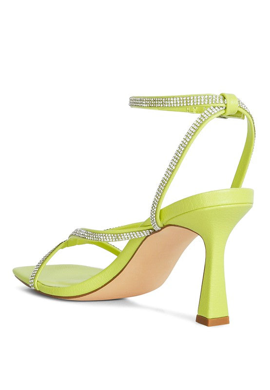 Lime Crush It Diamante Mid Heel Sandal