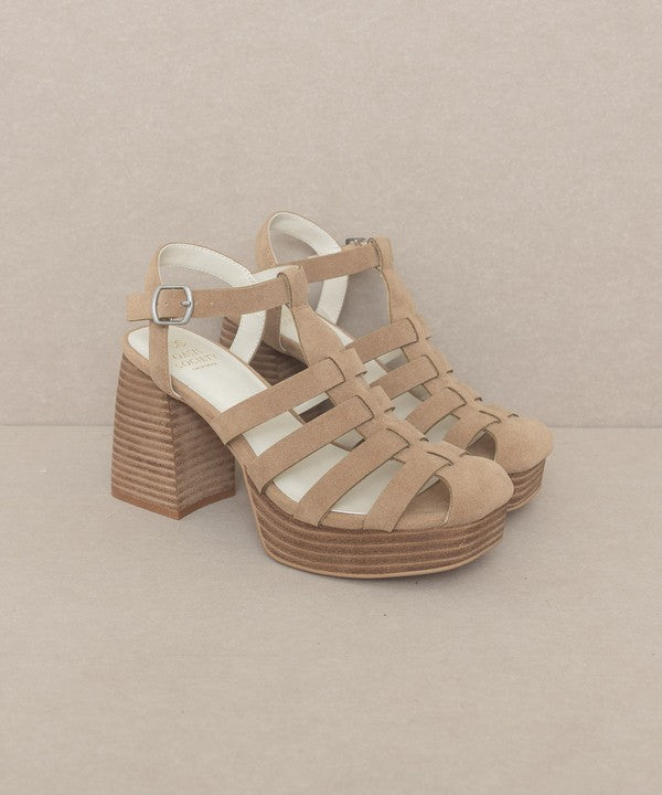 Khaki Gladiator Platform Heel