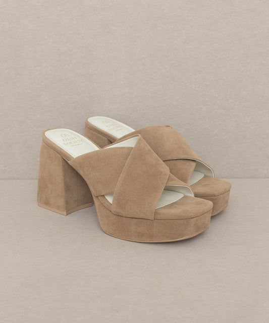 Khaki Chunky Platform Mule Heel