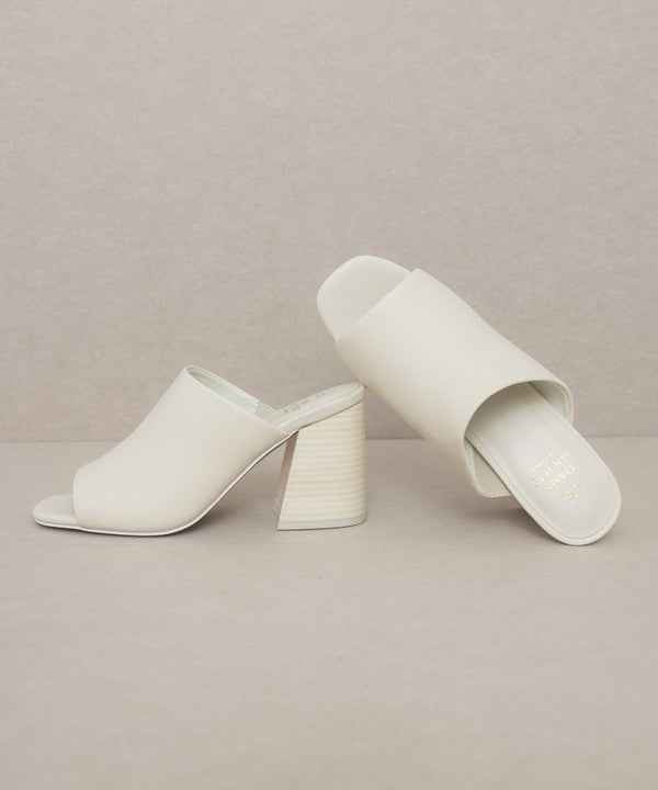 White  Block Heel Slides