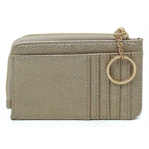 Gray Fashion Card Holder Keychain Wallet