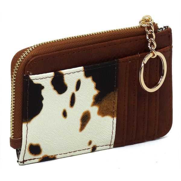 Cow Print Fashion Card Holder Keychain Wallet