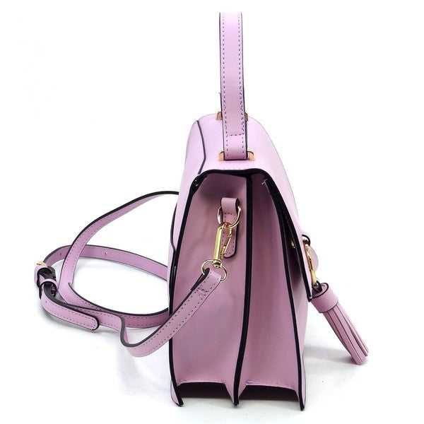  Fashion Ring Tassel Flap Crossbody Satchel