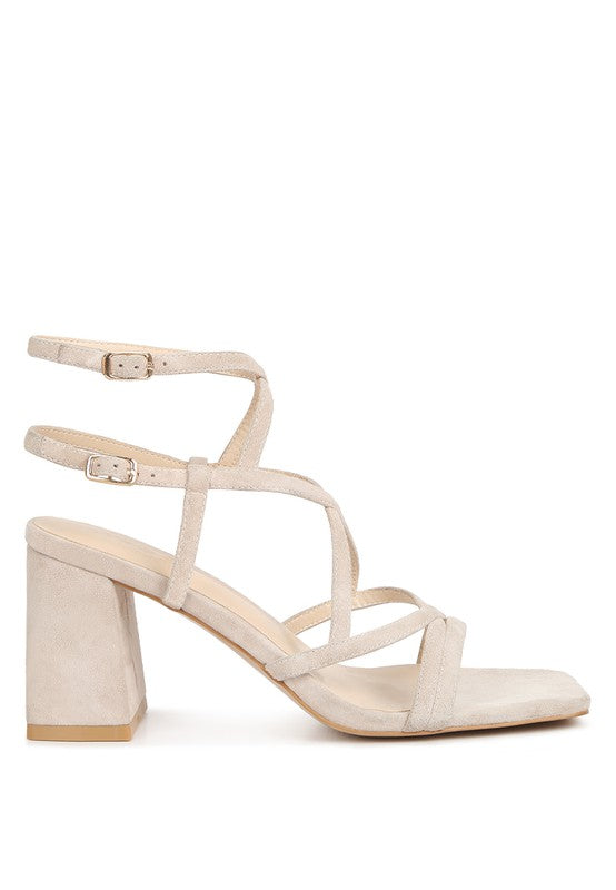 Beige Strappy Block Heel Sandals