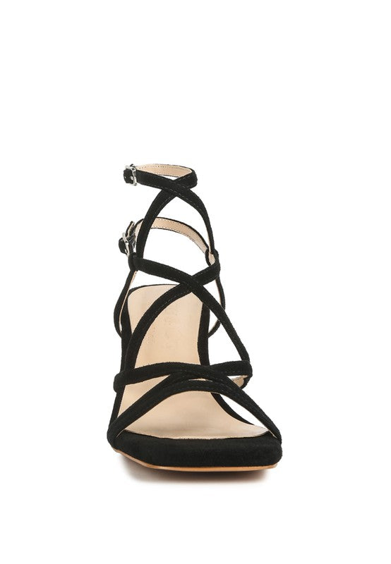 Black Strappy Block Heel Sandals