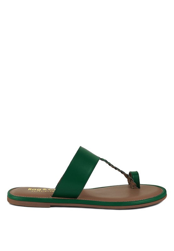 Green Toe Ring Braided Slip Ons