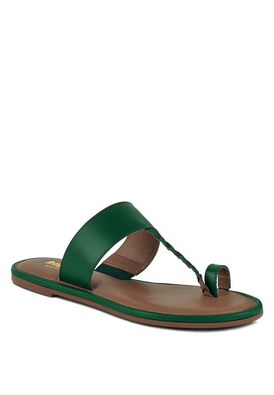 Green Toe Ring Braided Slip Ons