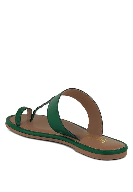 Green Toe Ring Braided Slip Ons