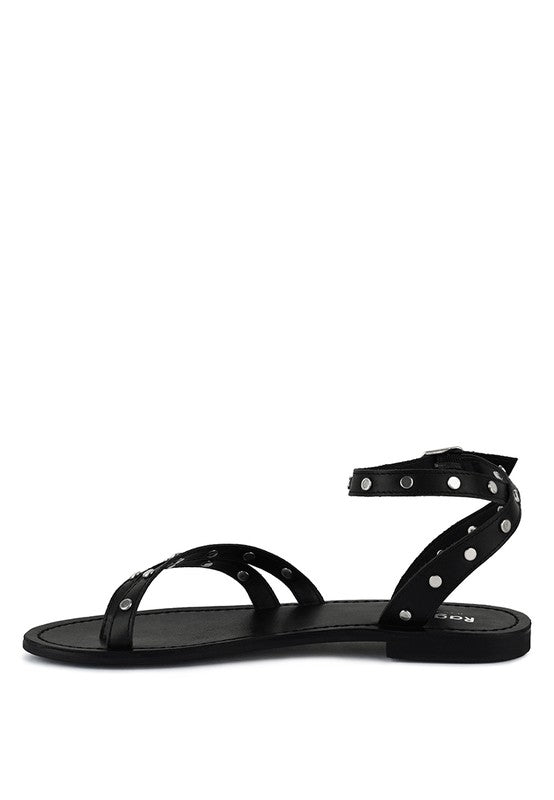 OPRAH Studs Embellished Flat Sandals