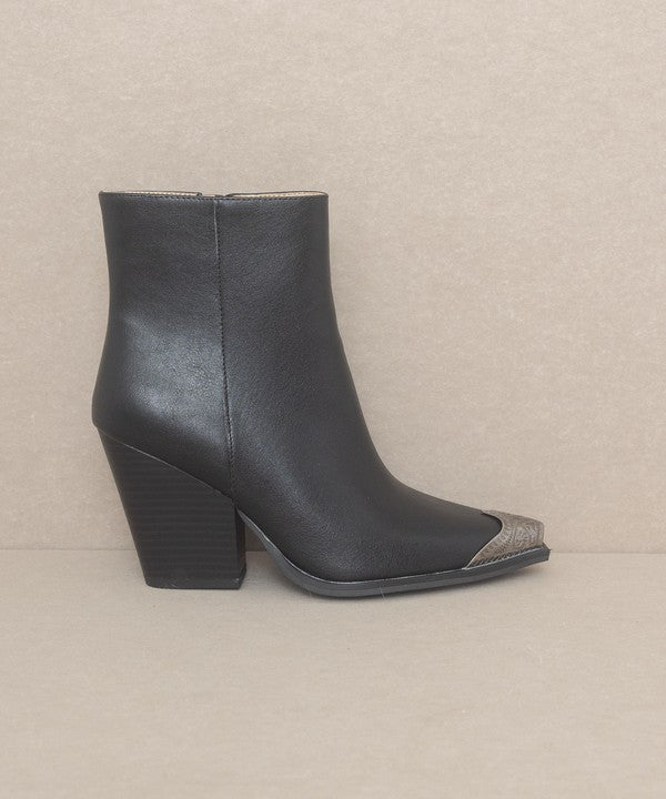 Black OASIS SOCIETY Zion - Bootie with Etched Metal Toe