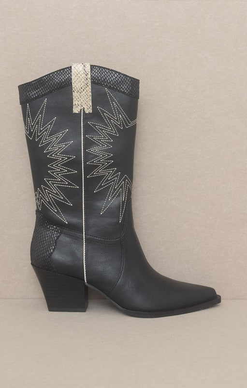 Black OASIS SOCIETY Halle - Paneled Cowboy Boots