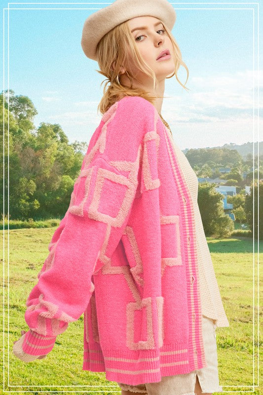 Pink Reina Knit Casual Cardigan