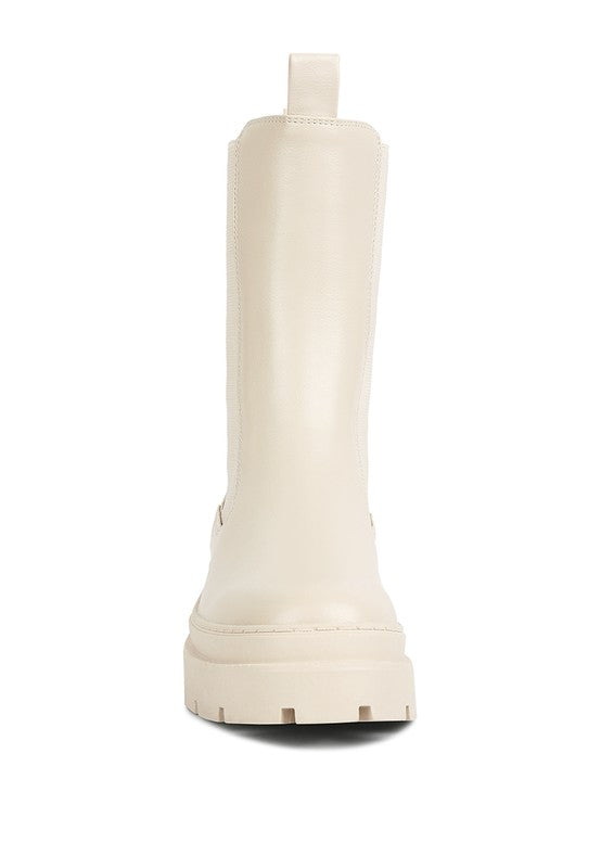 Beige Jolt Elasticated Gussets Lug Sole Boots