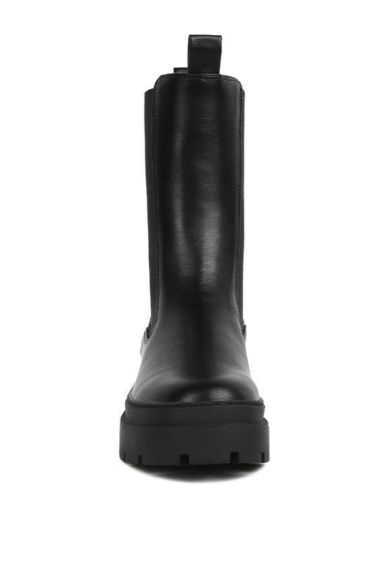 Black Jolt Elasticated Gussets Lug Sole Boots