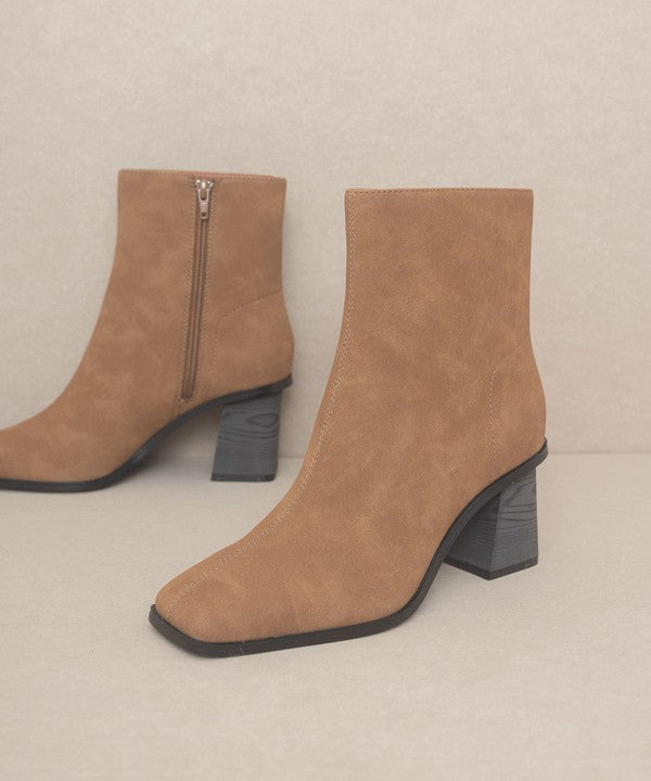 Brown  Square Toe Ankle Boots