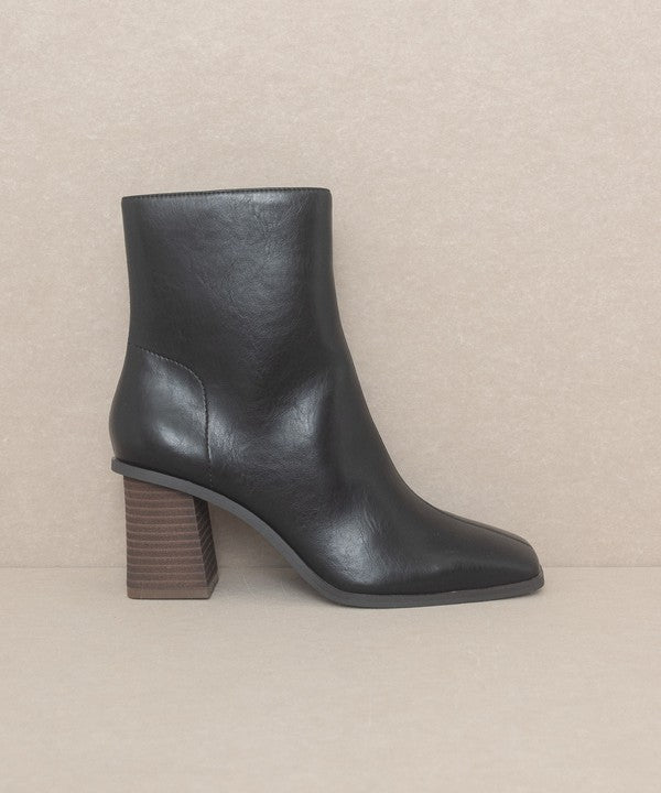 Black  Square Toe Ankle Boots