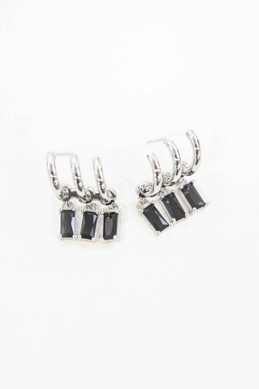 Black Tri Hoop Earrings