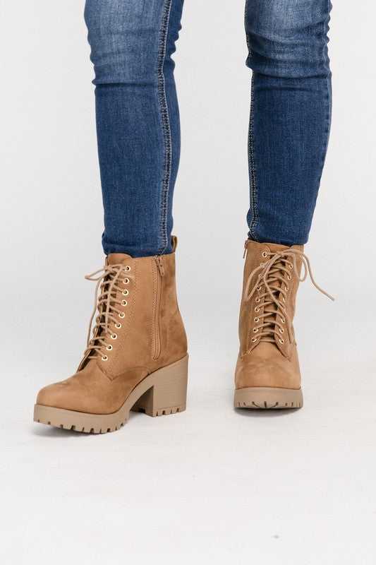 Tan  FUZZY Combat Boots