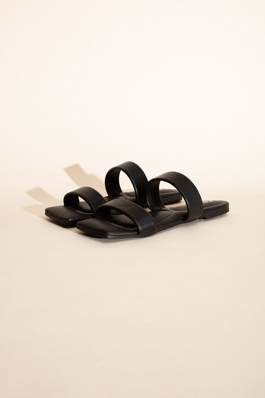 Black  Double Strap Slides