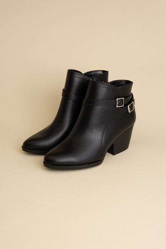 Black Nadine Ankle Buckle Boots