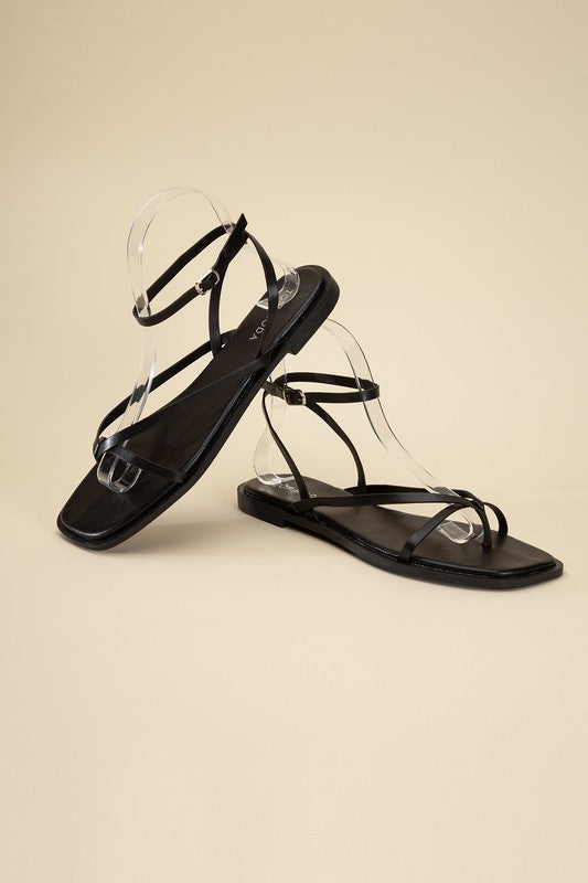 Black Casual Strappy Flat Sandals