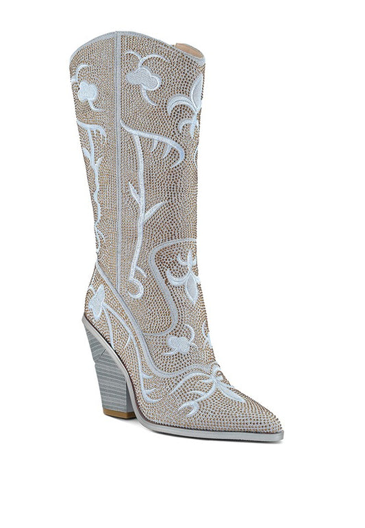 Silver Faux Suede Glimmer Calf Boot