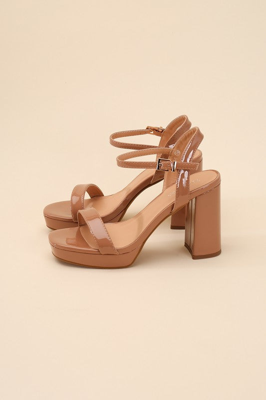 Tan Stylish Ankle Strap Block Heel